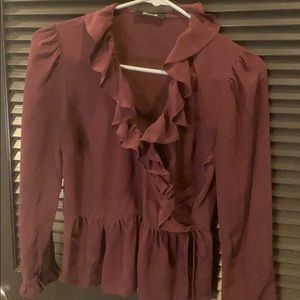 Madewell silk ruffle wrap top